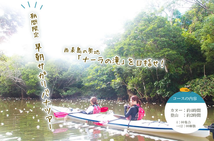 早朝サガリバナ鑑賞・シーカヤック＆トレッキングツアー