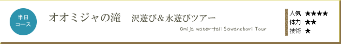 オオミジャの滝・沢登り＆水遊びツアー